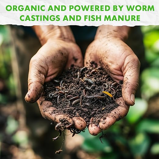 Fishnure 8lb Organic Fish Manure & Worm Casting humus compost fertilizer blend - New and Improved - Organic Fertilizer humus compost