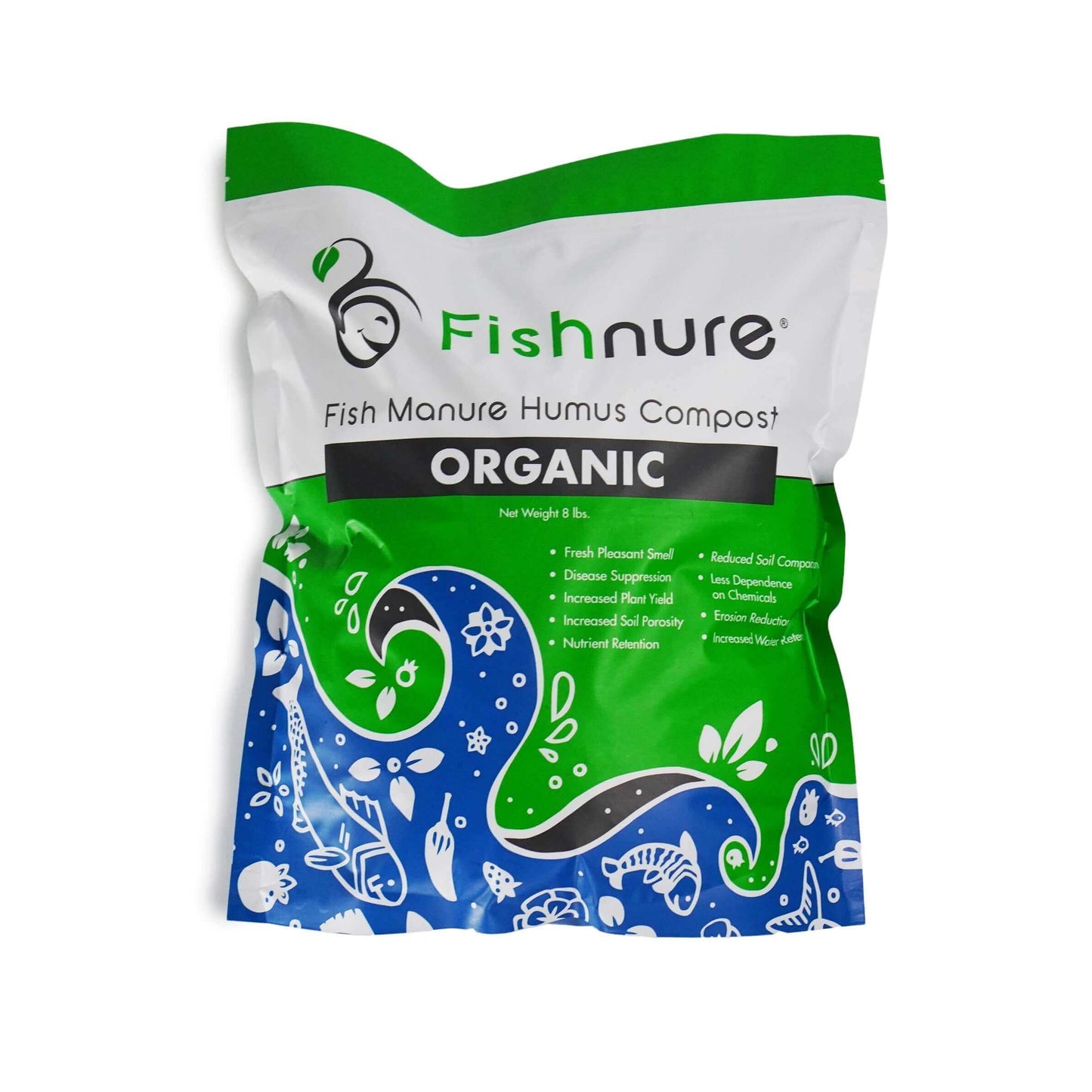 Fishnure 32lb sustainably sourced odorless organic humus compost fertilizer